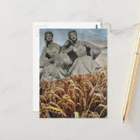 Funny Singing Women in a Wheat Field Collage Postcard