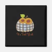 It’s Fall Y’all Pumpkin Plaid Design Halloween Fun Magnet