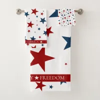 Christian America Patriotic Red White Blue Stars Bath Towel Set