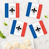 Bastille Day Fleur-de-Lis Tricolore France Flag Coaster Set