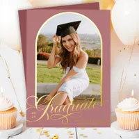 Dusty Rose Graduate Foil Graduation Announcement