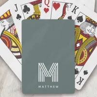 Monogram Sage Green Stylish Modern Minimalist Poker Cards