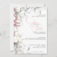 Wedding | Classic Modern Ivory and Blush Floral  Invitation