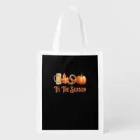 Tis The Season Pumpkin Beer Pretzel Fall Funny Okt Grocery Bag