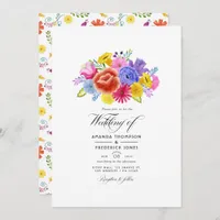 Watercolor Floral Fiesta Wedding Invitation