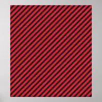 Thin Black and Red Diagonal Stripes Poster