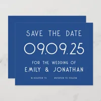 Budget Large Typography Blue Wedding Save the Date