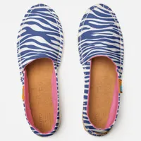 Royal Blue and White Zebra Print Espadrilles