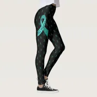 MG Black and Teal Ribbons Leggings