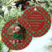 Christmas Tree | Photo Red And Green Kids Ceramic Ornament