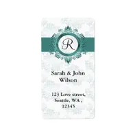 aqua monogram return address label