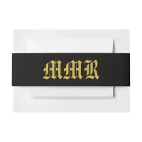 Monogram Elegant Black & Gold  Invitation Belly Band