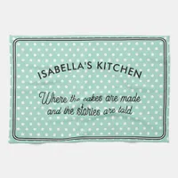 Pretty Polka Dot Patterned Light Aqua Kitchen Kitchen Towel