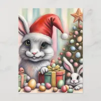 Funny Misfit Easter Christmas Rabbits Postcard