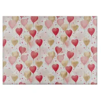 Valentine's Pink Red and Gold Heart Balloons  Cutting Board