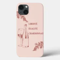 Liberté Égalité Chardonnay Funny Wine Illustration iPhone 13 Case