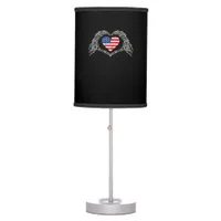 Skeleton Hand Heart 4th Of American Flag Patriotic Table Lamp