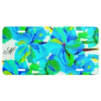 Sublime Himalayan Poppy Aqua Green Floral Pattern License Plate