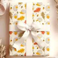 Porcupine Fall Floral Autumn Leaves Pattern Wrapping Paper