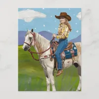 Cowgirl on a Horse Postcard