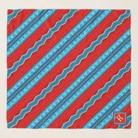 Southwest River Geometric Red Turquoise Monogram  Scarf