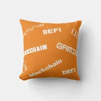 Crypto Orange and White Throw Pillow