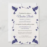 Indigo Purple Minimalist Elegant Spanish Wedding Invitation