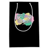 Skeleton Hands Heart With Abstract Coloured Backgr Medium Gift Bag