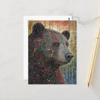 A Colorful Whimsical Bear Postcard
