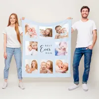Mother baby blue photo collage fleece blanket