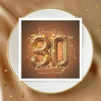 Luxurious Chic Glam Brown and Gold 30th Birthday Napkins