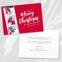 Festive Red Photo Strip Merry Christmas  Holiday Card