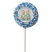 It's Twins! Cute boy twins Baby Shower Treats Chocolate Covered Oreo Pop