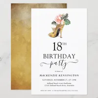 Budget Floral Gold High Heels 18th Birthday
