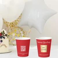 Christmas red business corporate logo qr code paper cups