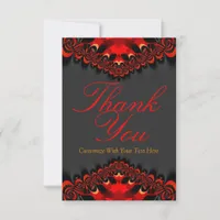 Rich Red/Orange & Black Thank You Note Invitation