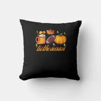 Tis The Season Pumpkin Leaf Latte Fall Thanksgivin Throw Pillow