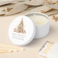 Merry Christmas Rose Gold Tree Name Mini Candle Favors