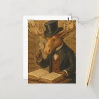 A Moose in a Library Postcard