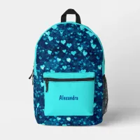 Vivid Blue Hearts  Printed Backpack