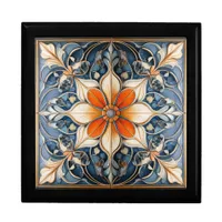 Colorful Floral Tile Pattern#9 Blue Ivory ID1078 Gift Box