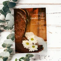 White Daisies Cowboy Boots Post Wedding Brunch Invitation