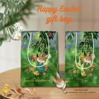 Watercolor Custom Easter bunny  Medium Gift Bag