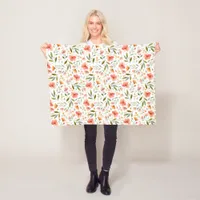 Cheerful Spring Peach Flowers Fleece Blanket
