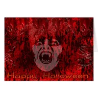 Scary Vampire Lady in Blood Card