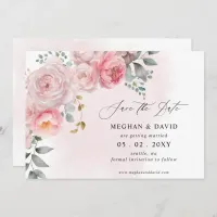 Elegant Boho Summer Spring Blush Floral Wedding Save The Date