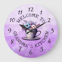 Personalized Welcome to Mimi's Kitchen  Large Clock