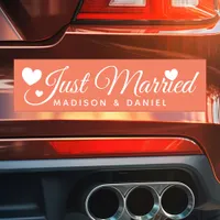 Just Married Coral Personalized Newlywed Wedding Car Magnet