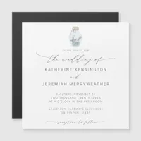 Elegant Beach Seashell Modern Script Wedding Magnetic Invitation