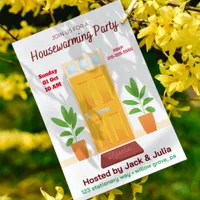 Yellow White Simple Housewarming Party Invitation